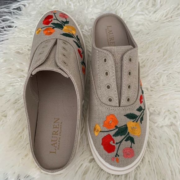 Ralph Lauren Jaida Linen Sneakers Shoe Slide 7 - Picture 8 of 8